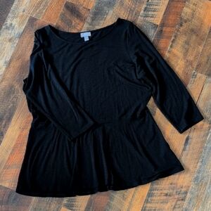 🌼J Jill Tunic Wearever Collection Black Peplum Blouse, Women's Size Medium